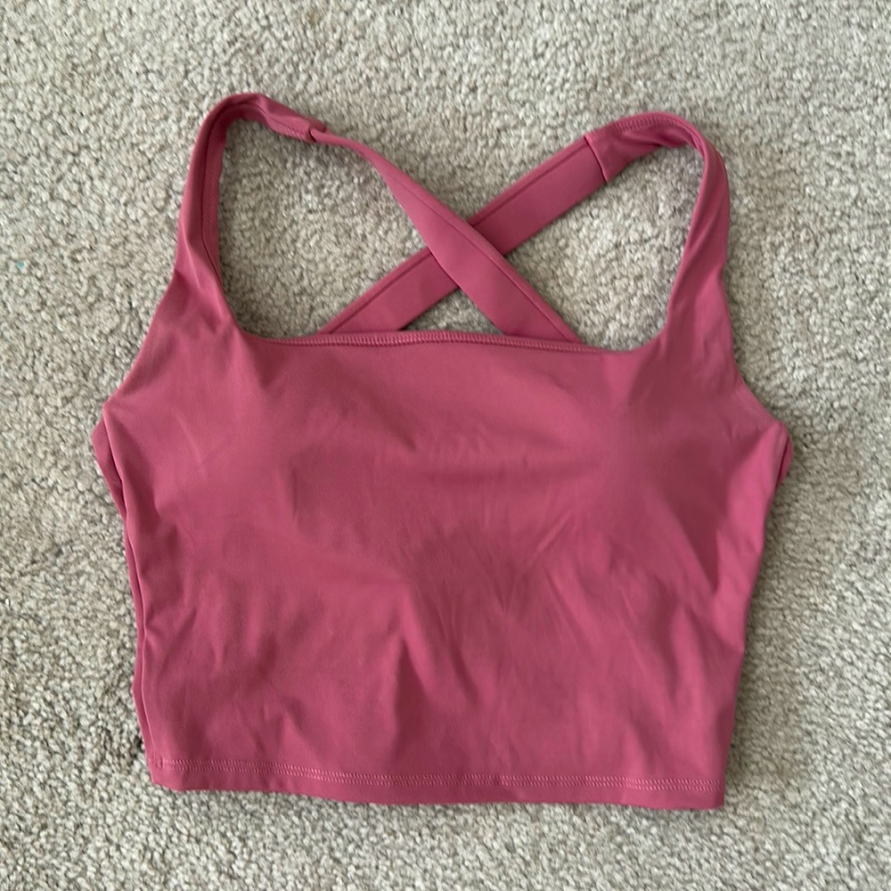 Light Raspberry Criss Cross Padded Sports Bra Crop